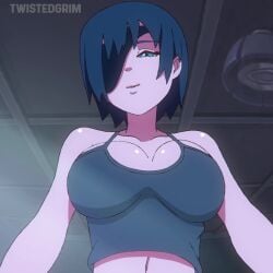 1girls alternate_version_available animated boob_drop breasts chainsaw_man eyepatch flashing flashing_breasts himeno_(chainsaw_man) lifting_shirt nipples no_sound pov short_hair shorter_than_10_seconds shorter_than_30_seconds solo tagme twistedgrim undressing video