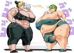 2futas abs areola_slip areolae balls bbw big_balls big_belly big_breasts big_bulge big_penis breasts bulge cleavage clothed clothing duo extreme_muscles flaccid foo_fighters fully_clothed futa_only futanari huge_breasts human jojo's_bizarre_adventure jolyne_kujo light-skinned_futanari light_skin modaw mostly_nude muscular muscular_futanari obese obese_female obese_futanari overweight overweight_futanari penis standing stone_ocean sweat thick_thighs thighs thunder_thighs