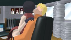 1boy 1girls 3d boruto:_naruto_next_generations chair cheating cheating_husband china_dress closed_eyes clothing couple cowgirl_position desk dress female gaiash gloves hokage hokage_office implied_penetration implied_sex indoors jacket kissing kurotsuchi lovers male male/female naruto naruto_(series) netorare no_panties office office_chair orange_jacket red_dress romantic romantic_couple short_hair sitting sitting_on_chair sitting_on_lap sitting_on_person straight tsuchikage uzumaki_naruto xps