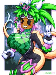 1girls big_breasts blaster_master j.raido kanna_(blaster_master) pixel_art plant_girl plantie thick_thighs