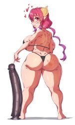 1girls ass dildo female female_only handprint handprint_on_ass hearts_around_head huge_dildo ilulu_(dragon_maid) ilulu_(miss_kobayashi's_dragon_maid) looking_back_at_viewer makinakid miss_kobayashi's_dragon_maid pink_hair plump size_queen solo thick_thighs toothy_grin twitter_link wide_ass wide_hips