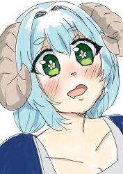 cyan_hair fanart flower_eyes green_eyes kotone_asahi kotonevt sheep virtual_youtuber vtuber