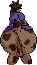 anonymous_artist anthro ass balls big_butt fur genitals hi_res lagomorph leporid looking_back male mammal rabbit saggy_balls solo spots spotted_body spotted_fur thick_thighs tyke_(tykeus)