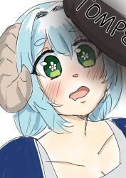 1girls blue_hair blush fanart female horns kotone_asahi kotonevt open_mouth paid_reward scary_face sheep sheep_girl virtual_youtuber vtuber