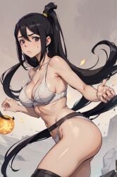 ai_generated big_ass big_breasts bikini bikini_bottom bikini_top black_hair blue_eyes large_ass large_breasts long_hair looking_at_viewer nakatsukasa_tsubaki pale_skin ponytail soul_eater swimsuit thigh_highs thighhighs thighs triluxor1331 voluptuous voluptuous_female wide_hips