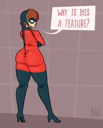 ass back backside dialogue digitalwedgieart elastigirl helen_parr mask masked rear_view red_bodysuit superheroine the_incredibles thighhigh_boots wedgie