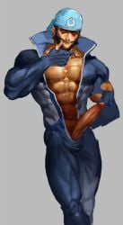 archie_(pokemon) balls bara beard big_penis bodysuit boner erection facial_hair headkerchief male male_only muscular na_insoo nintendo penis penis_out pokemon pokemon_oras rennik solo solo_male team_aqua