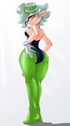 ass breasts earrings gloves headgear inkling laz_gm leggings looking_pleasured marie_(splatoon) pointy_ears sideboob splatoon swimwear tagme thick_thighs tight_fit viewed_from_above white_hair wide_hips yellow_fur