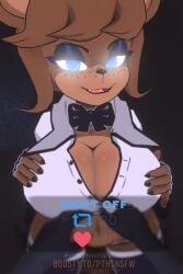 3d 3d_(artwork) anthro big_breasts blue_eyes breasts brown_fur cally3d clazzey cleavage cryptiacurves curvy fazclaire's_nightclub five_nights_at_freddy's fnaf freckles freddy_(fnaf) fredina's_nightclub fredina_(cally3d) frenni_(cryptia) frenni_fazclaire furry hands_on_breasts hourglass_figure looking_at_viewer open_mouth pths scottgames strip_game thick_thighs thighhighs voluptuous