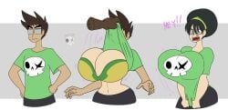 1girls alternate_breast_size artist_name avatar_legends avatar_the_last_airbender blind bra breast_expansion da-fuze earth_kingdom female gender_transformation huge_breasts mtf_transformation shirt shirt_lift text toph_bei_fong transformation