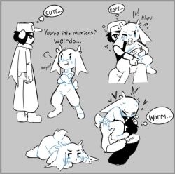 black_hair blush cave_story closed_eyes comic description facesitting fingering fluffy fully_clothed fur furry hat mimiga moaning nekuzx pantless pussy_lips quote_(cave_story) shirt sue_sakamoto thinking white_fur white_hair