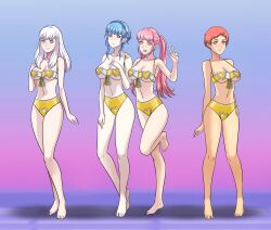 alternate_costume bikini blue_hair breasts female female_only femsub fire_emblem fire_emblem:_three_houses hilda_valentine_goneril human leonie_pinelli lysithea_von_ordelia marianne_von_edmund mind_control multiple_girls multiple_subs nintendo shinzu031 swimsuit