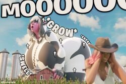 3d ass_expansion blender calamity_(fortnite) cow_girl cow_suit doonography farm farmgirl fortnite fortnite:_battle_royale giant_breasts giantess growth hands_on_ears harlowe_(fortnite) onomatopoeia size_difference swelling thick_ass