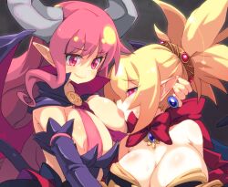 breasts cleavage disgaea disgaea_2 large_breasts nippon_ichi_software rozalin succubus succubus_(disgaea) succubus_costume succubus_horns succubus_tail succubus_wings sucking_nipples sw_(taco) yuri