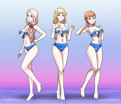 alternate_costume annette_fantine_dominic barefoot bikini breasts feet female female_only femsub fire_emblem fire_emblem:_three_houses ingrid_brandl_galatea mercedes_von_martritz mind_control multiple_girls multiple_subs nintendo shinzu031 soles source_request swimsuit toes