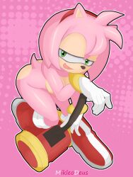 1girls amy_rose anthro breasts female furry gloves_and_boots_only green_eyes hammer huge_ass mikleodeus naughty_face piko_piko_hammer pink_hair solo sonic_(series) sonic_the_hedgehog_(series) spassticus