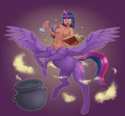 alicorn_taur centaur centauress dark-skinned_female equestria_girls equid_taur female hooves implied_transformation large_breasts midriff monster_girl my_little_pony nauth navel nipples post_transformation taur transformation twilight_sparkle_(mlp)