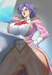 huge_ass huge_breasts justice_blade lips no_panties pussy t-syun thick_lips thick_thighs tongue_out wide_hips