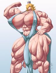 1futa abs areolae arm_up blonde_hair blue_background blue_dress breasts bulge clothed clothing dress flexing_bicep futa_only futanari gigantic_breasts gradient_background human hyper hyper_muscles light-skinned_futanari light_skin long_hair mario_(series) mostly_nude muscular_futanari nipples pelvic_curtain penis precarious_clothing princess_rosalina revealing_clothes roneesan simple_background solo standing testicles thick_thighs veiny_muscles wide_hips