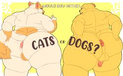 adventure_time anthro anus ass big_butt black_sclera blue_eyes blue_sclera bubble_butt cake_the_cat canid canine canis cartoon_network domestic_cat domestic_dog duo felid feline felis female fionna_and_cake flat_colors fur furry_tail genitals gesture hand_on_butt hi_res jake_the_dog kittykisscake long_tail looking_at_viewer male mammal morbidly_obese morbidly_obese_female morbidly_obese_male nude obese obese_anthro obese_female obese_male overweight overweight_anthro overweight_female overweight_male penis pink_body pink_skin pussy rear_view short_tail smile spread_butt spreading tail text thick_thighs v_sign white_body white_eyes white_fur wide_hips yellow_body yellow_fur