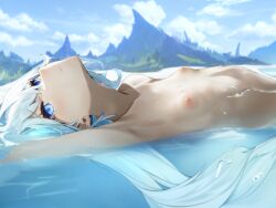 flat_chest furina_(genshin_impact) genshin_impact kddie nude nude_female skinny_dipping swimming swimming_naked tagme