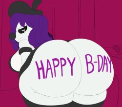 1girls animated ass ass_bounce birthday birthday_gift bottomless clown clown_nose commission commissioner_oc female female_only huge_ass licora_(darkcoconutx) mechspazer mime original original_character purple_hair short_hair short_skirt shortstack solo solo_female thick_thighs thighs