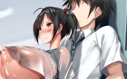 animated big_belly brother_and_sister cum cumflation gif hayato_hazuki incest inflation kawahagitei kosuzu_hazuki lactation public_sex school tagme third-party_edit translation_request