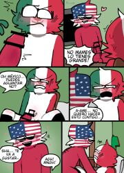 2boys blush comic countryhumans gay male male_only mexico_(countryhumans) red_body red_skin spanish_text text united_states_of_america_(countryhumans) yaoi