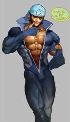 archie_(pokemon) bara beard bodysuit bulge facial_hair flaccid headkerchief male male_only muscular na_insoo nintendo penis pokemon pokemon_oras rennik solo solo_male speech_bubble team_aqua