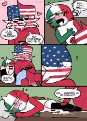 2boys blush comic countryhumans gay male male_only mexico_(countryhumans) red_body red_skin spanish_text text united_states_of_america_(countryhumans) yaoi