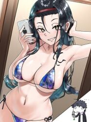 1boy 1girls armpits bikini black_hair black_hair_female black_hair_male closed_mouth ebora eye eye_open eyes eyes_open eyes_opened female gekota hair kamijou_touma kumokawa_seria long_hair long_hair_female male mirror_selfie mouth mouth_closed open_eyes phone photo selfie short_hair short_hair_male smile smiley_face smiling to_aru_majutsu_no_index youngmanisdown