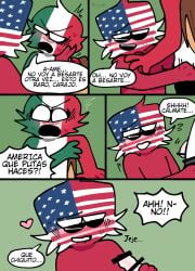 2boys blush comic countryhumans gay male male_only mexico_(countryhumans) red_body red_skin spanish_text text united_states_of_america_(countryhumans) yaoi