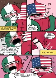 2boys blush comic countryhumans gay male male_only mexico_(countryhumans) red_body red_skin spanish_text text united_states_of_america_(countryhumans) yaoi