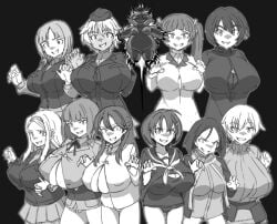 10girls breast_expansion corruption cursed_item deutsch evil_grin evil_smile female_only fertility_idol german harem large_breasts mind_control multiple_girls possession soldier strike_witches witch