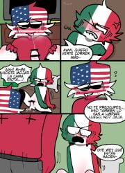 2boys blush comic countryhumans gay male male_only mexico_(countryhumans) red_body red_skin spanish_text text united_states_of_america_(countryhumans) yaoi