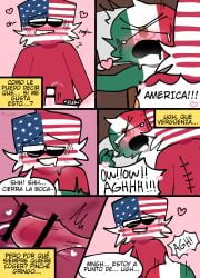 2boys blush comic countryhumans gay male male_only mexico_(countryhumans) red_body red_skin spanish_text text united_states_of_america_(countryhumans) yaoi