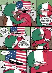 2boys blush comic countryhumans gay male male_only mexico_(countryhumans) red_body red_skin spanish_text text united_states_of_america_(countryhumans) yaoi