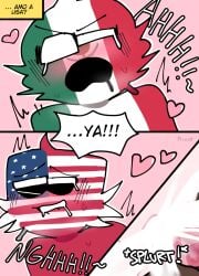 2boys blush comic countryhumans gay male male_only mexico_(countryhumans) red_body red_skin spanish_text text united_states_of_america_(countryhumans) yaoi