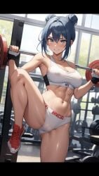 1girls ai_generated duel_monster evil_twin_lil-la gym lil-la_(yu-gi-oh!) sports_bra yu-gi-oh!