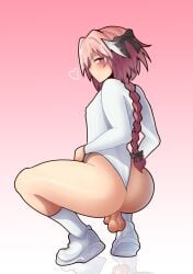 1boy ass ass_focus astolfo_(fate) balls barely_clothed behind behind_view big_ass big_balls big_butt blush blush_lines blushing_profusely braid braided_hair braided_ponytail braids broly_culo casual_exposure casual_nudity dick exqmaster fate/grand_order fate_(series) femboy feminine_male flaccid flaccid_penis foreskin hanging_balls huge_ass huge_balls johnv light-skinned_male light_skin male male_only one-piece_swimsuit one_piece_suit penis pink_hair redraw sagging_balls saggy_balls shiny shiny_skin shoes socks squatting sweaty sweaty_balls sweaty_butt unaware uncircumcised viewed_from_behind