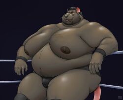 ace_(houndgrey) anthro belly big_belly clothed clothing hi_res male mammal moobs murid murine nipples overweight overweight_anthro overweight_male pink_tail rat rodent roundboys solo tail