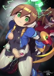 aile artist_request brainwashing electricity female girouette mega_man mega_man_zx pussy rape ripped_clothing stomach_bulge tagme