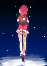 1girls christmas dress f-ism_vol.13 full_body hat murakami_suigun santa_hat solo tagme walking