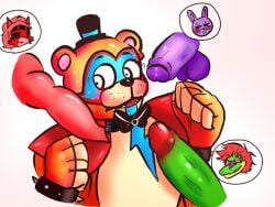 2022 4boys animal_genitalia animatronic blush boner bonnie_(fnaf) digital_drawing_(artwork) digital_media_(artwork) disembodied_penis erect_penis erection five_nights_at_freddy's foursome gay gay_domination glamrock_foxy glamrock_freddy glamrock_freddy_(fnaf) glans humanoid_penis knotted_penis machine male_focus male_only montgomery_gator montgomery_gator_(fnaf) nervous nervous_expression nervous_face orgy penis_size_difference presenting_balls presenting_penis robot skittydrawsnsfw smiling