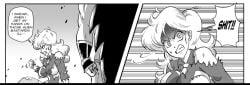 1girls big_breasts breasts dragon_ball funsexydragonball head_turn long_hair lunch_(dragon_ball) monochrome raditz ripped_clothing sweat tie