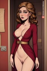 ai_generated aibeauty bald_pussy belly_button big_breasts harry_potter hermione hermione_granger navel outfit pussy shaved_pussy