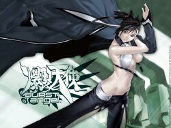 1girls big_breasts black_hair breasts burst_angel busty dated female female_focus female_only grey_eyes hakua_ugetsu jacket large_breasts legs midriff navel official_art pants sei_(burst_angel) sensual short_hair solo thighs toned underboob voluptuous wallpaper