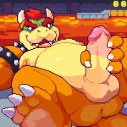 animated balls belly big_balls big_penis blush bowser breast_jiggle claws closed_eyes coin cum cum_drip cum_on_hand cumshot ejaculation erect_nipples exposed_anus horns humanoid_genitalia humanoid_penis lava laying_on_back looking_pleasured looping_animation male male_only mario_(series) masturbating masturbation moobs nintendo nipples open_mouth ozuron stroking_penis super_mario_bros.