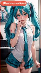 3d ai_generated anemi blue_eyes blue_hair cock female futanari hatsune_miku penis vocaloid