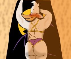 anthro beach beach_blanket beach_towel bikini bubble_ass bubble_butt darkwing_duck darkwing_duck_(character) disney drake_mallard ducktales ducktales_(2017) embarrassed laying_down male_only mallard sunset sweat swimsuit tagme tagme_(artist) thick_ass thick_thighs